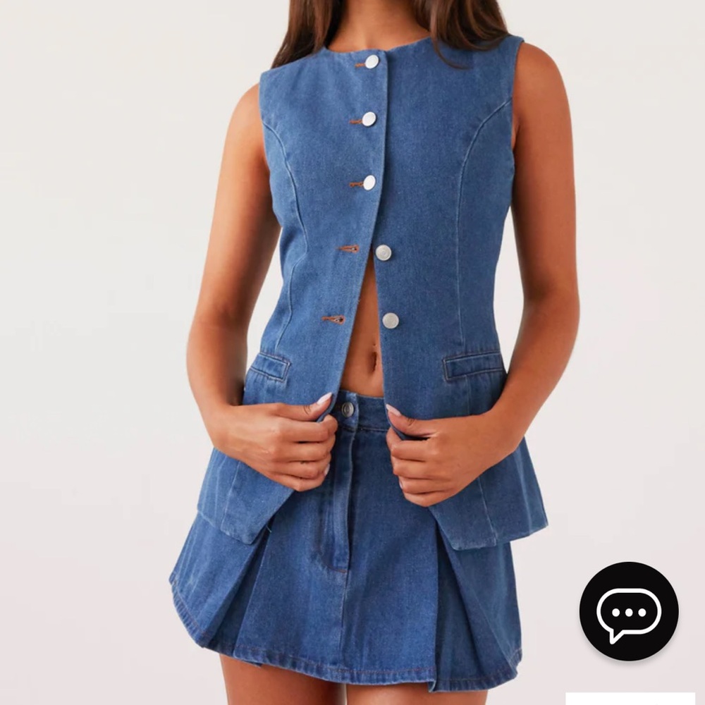 Peppermayo Exclusive - Born For Bordeaux Denim Skirt and Top brand new!